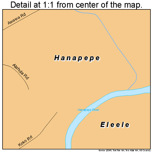 Hanapepe, Hawaii road map detail