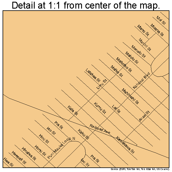 Hawaiian Beaches, Hawaii road map detail