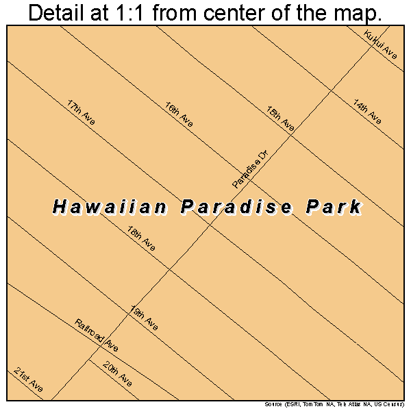 Hawaiian Paradise Park, Hawaii road map detail