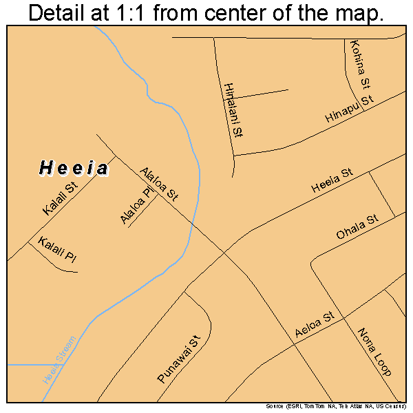 Heeia, Hawaii road map detail