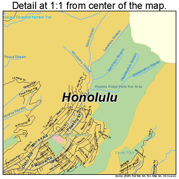 Honolulu, Hawaii road map detail
