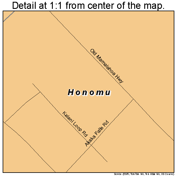 Honomu, Hawaii road map detail