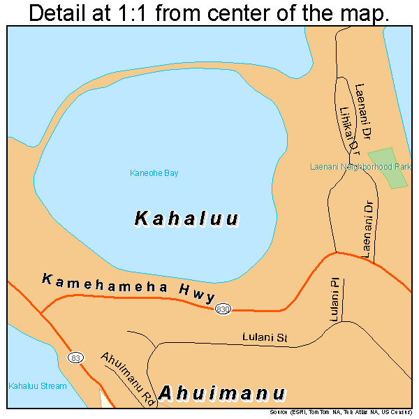 Kahaluu, Hawaii road map detail