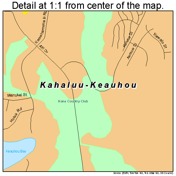 Kahaluu-Keauhou, Hawaii road map detail