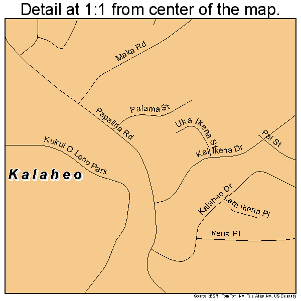 Kalaheo, Hawaii road map detail