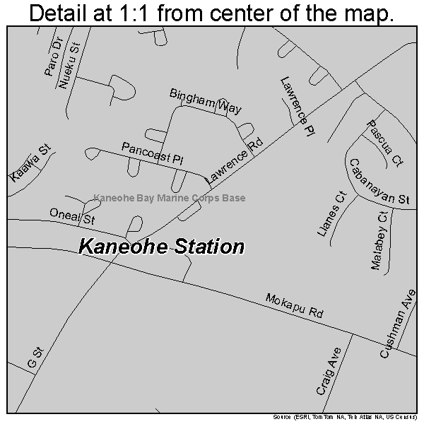Kaneohe Station, Hawaii road map detail