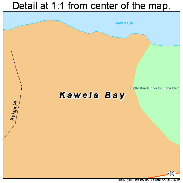 Kawela Bay, Hawaii road map detail