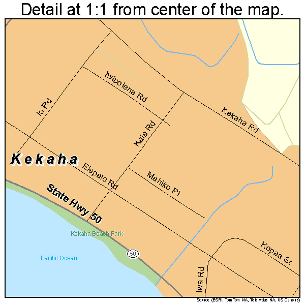 Kekaha, Hawaii road map detail