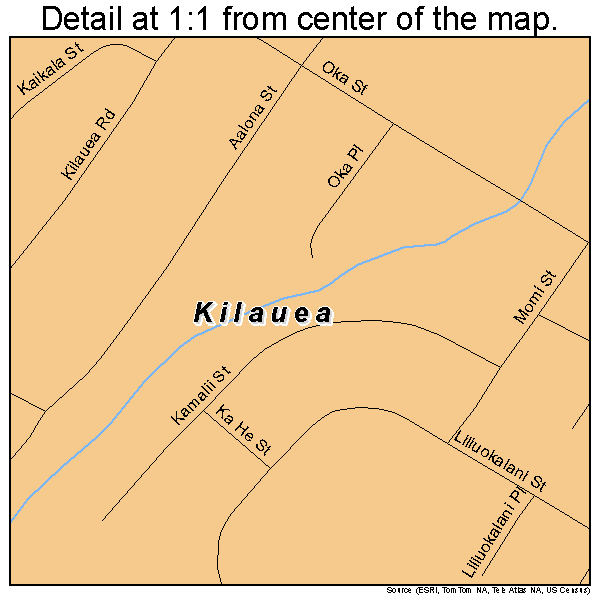 Kilauea, Hawaii road map detail