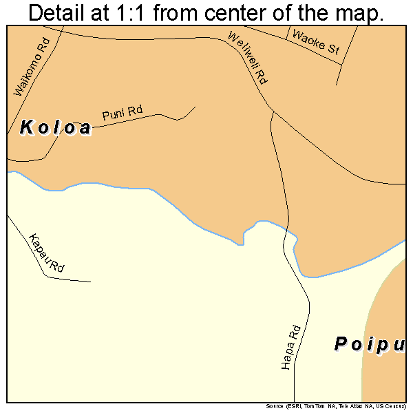 Koloa, Hawaii road map detail