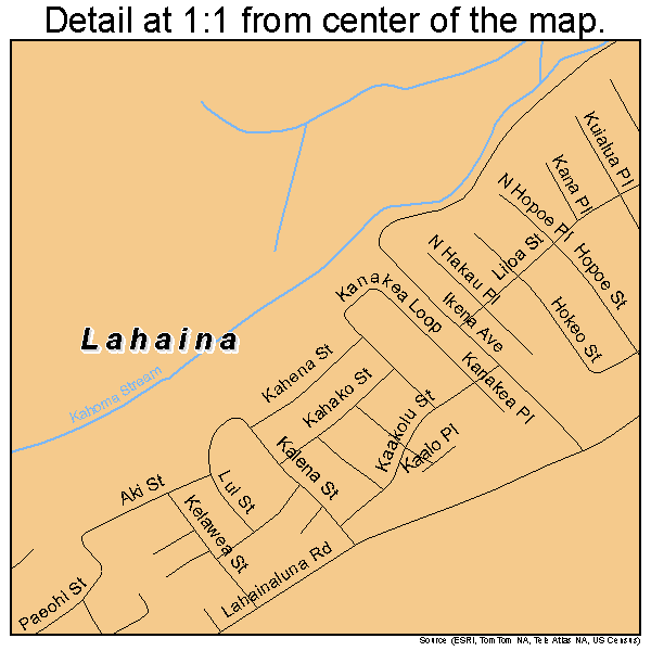 Lahaina, Hawaii road map detail