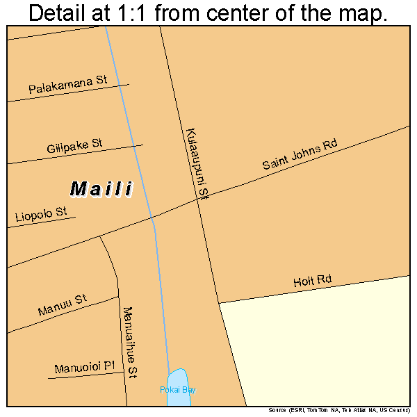 Maili, Hawaii road map detail