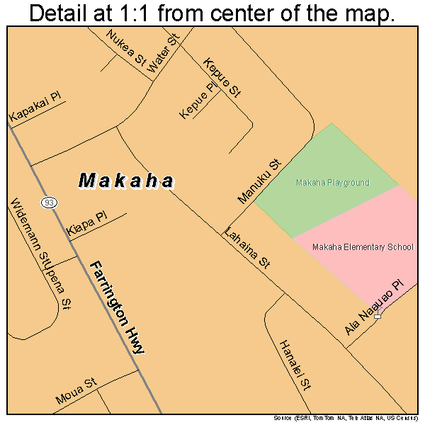 Makaha, Hawaii road map detail