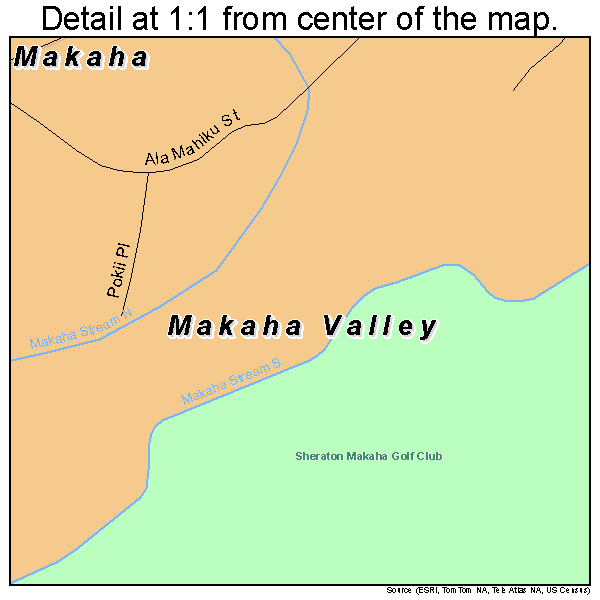 Makaha Valley, Hawaii road map detail