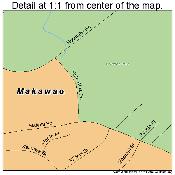 Makawao, Hawaii road map detail