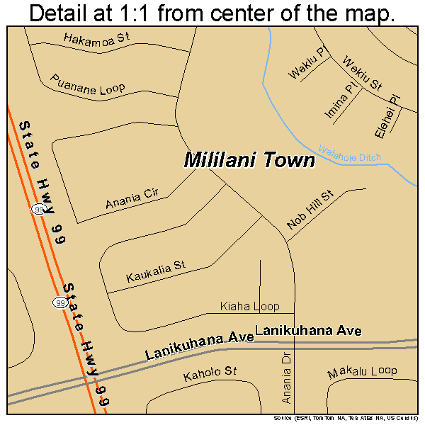 Mililani Town, Hawaii road map detail