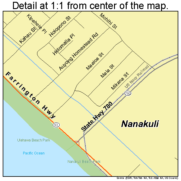 Nanakuli, Hawaii road map detail