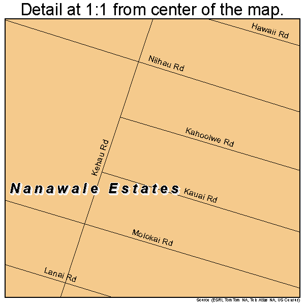 Nanawale Estates, Hawaii road map detail