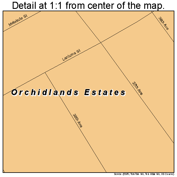 Orchidlands Estates, Hawaii road map detail