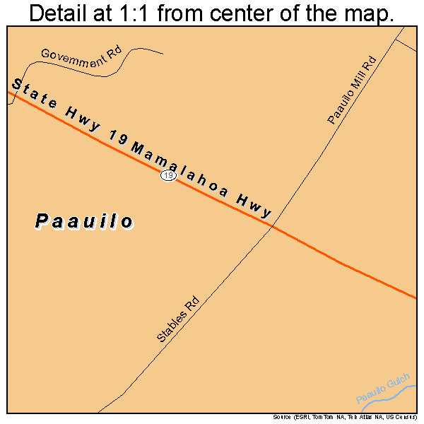 Paauilo, Hawaii road map detail