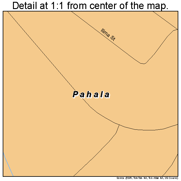 Pahala, Hawaii road map detail