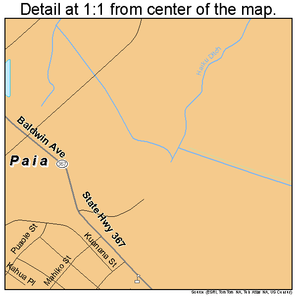 Paia, Hawaii road map detail