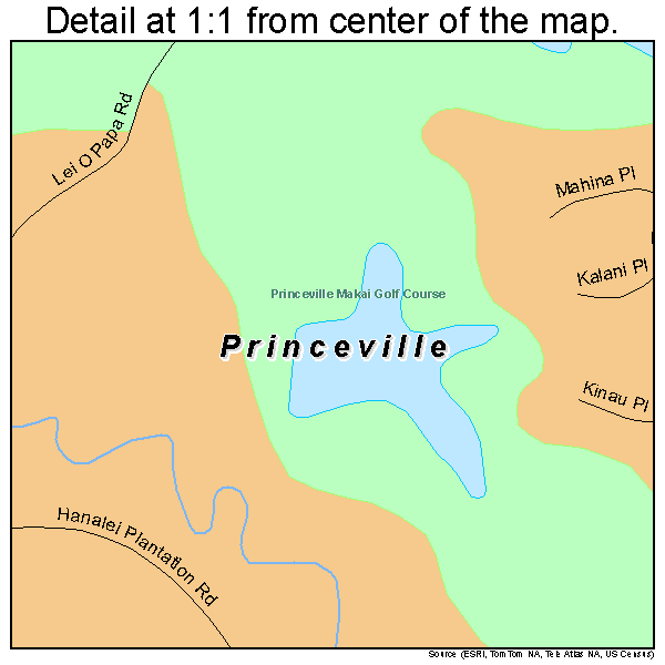 Princeville, Hawaii road map detail