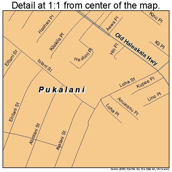 Pukalani, Hawaii road map detail