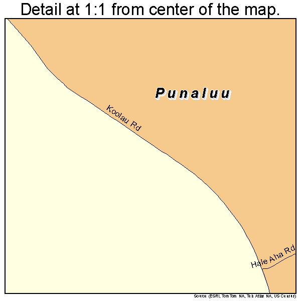 Punaluu, Hawaii road map detail