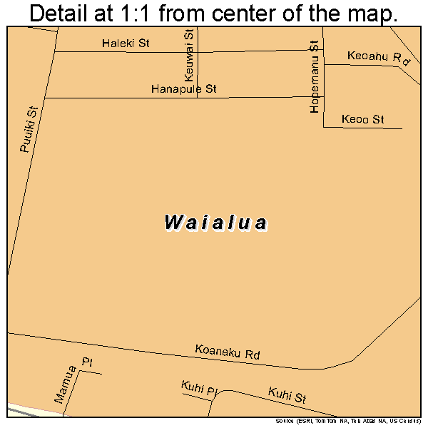 Waialua, Hawaii road map detail