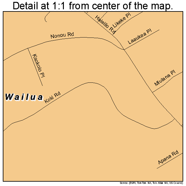 Wailua, Hawaii road map detail