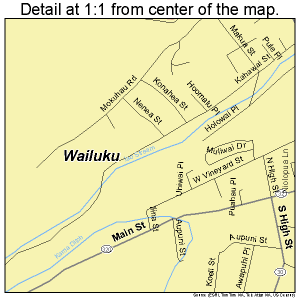 Wailuku, Hawaii road map detail