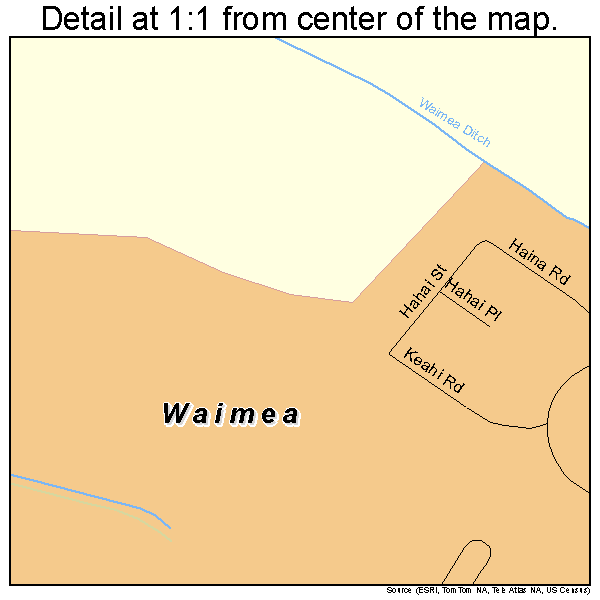 Waimea, Hawaii road map detail