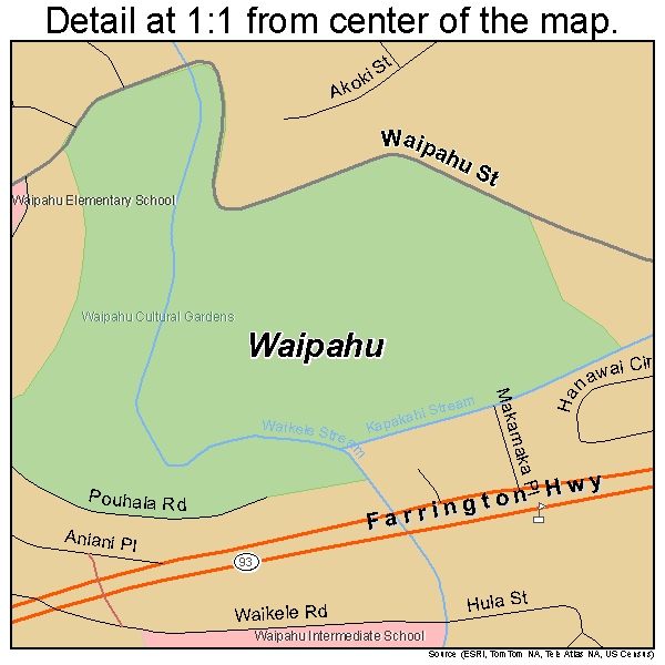 Waipahu, Hawaii road map detail