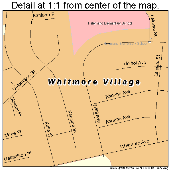Whitmore Village, Hawaii road map detail