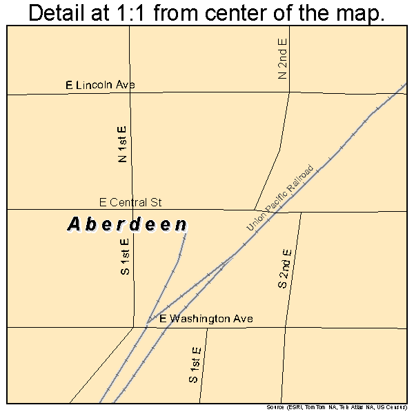 Aberdeen, Idaho road map detail