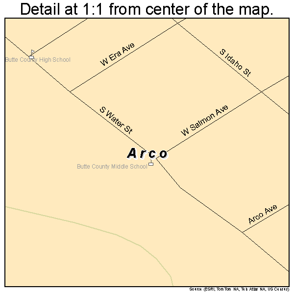 Arco, Idaho road map detail