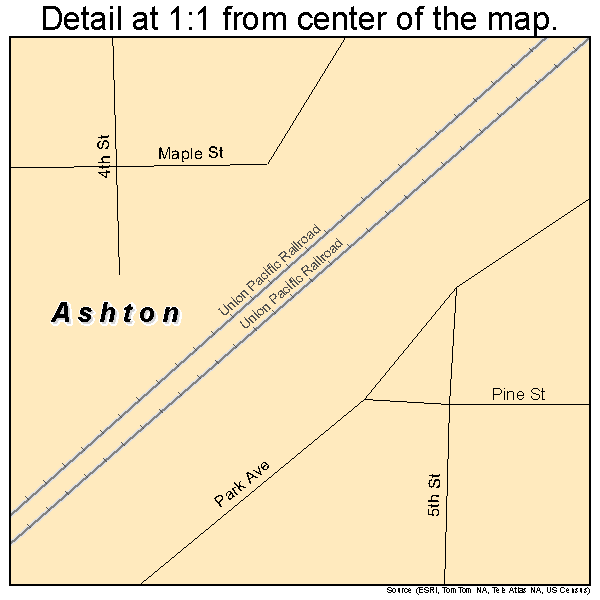 Ashton, Idaho road map detail