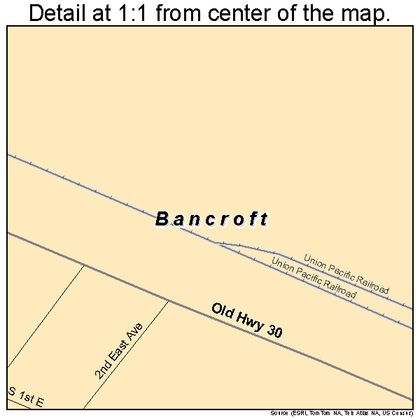 Bancroft, Idaho road map detail