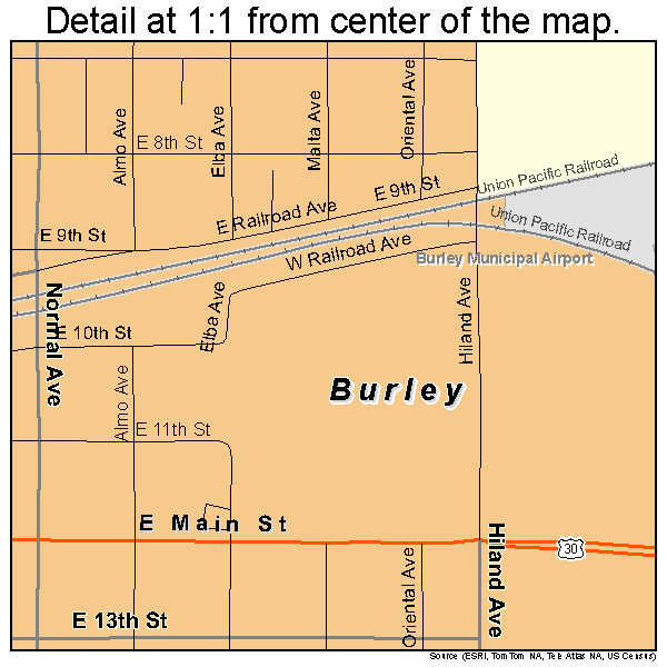 Burley, Idaho road map detail