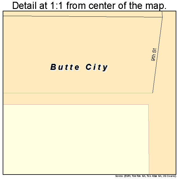 Butte City, Idaho road map detail