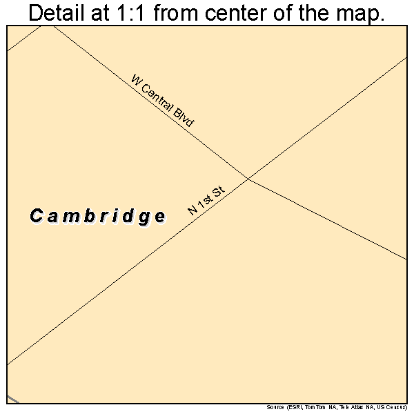 Cambridge, Idaho road map detail