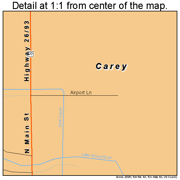 Carey, Idaho road map detail