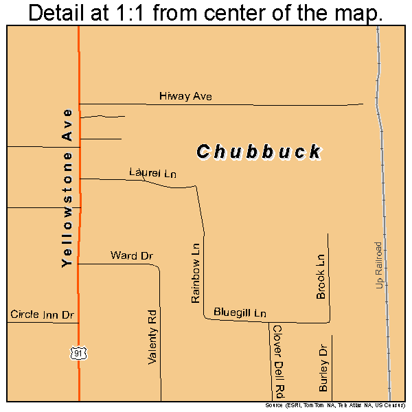 Chubbuck, Idaho road map detail