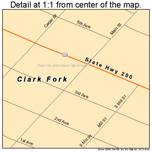 Clark Fork, Idaho road map detail