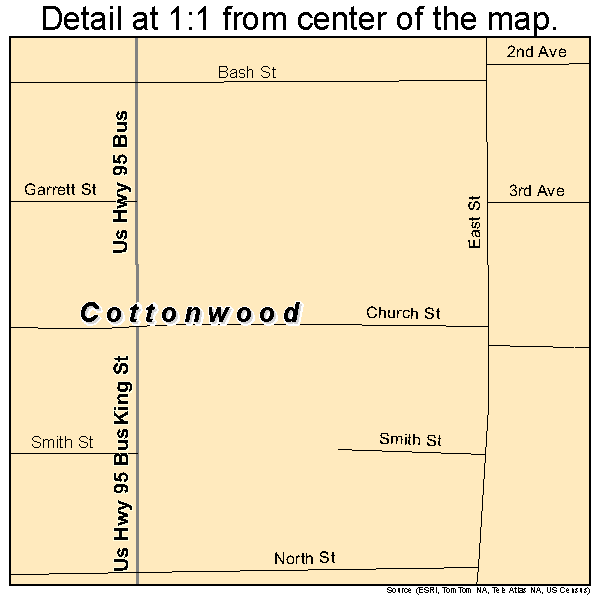 Cottonwood, Idaho road map detail