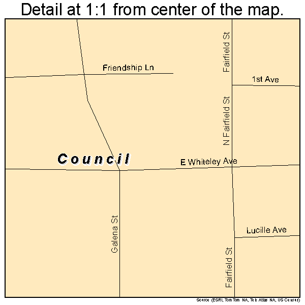 Council, Idaho road map detail