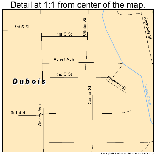 Dubois, Idaho road map detail