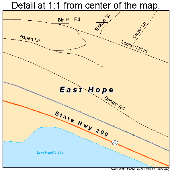 East Hope, Idaho road map detail