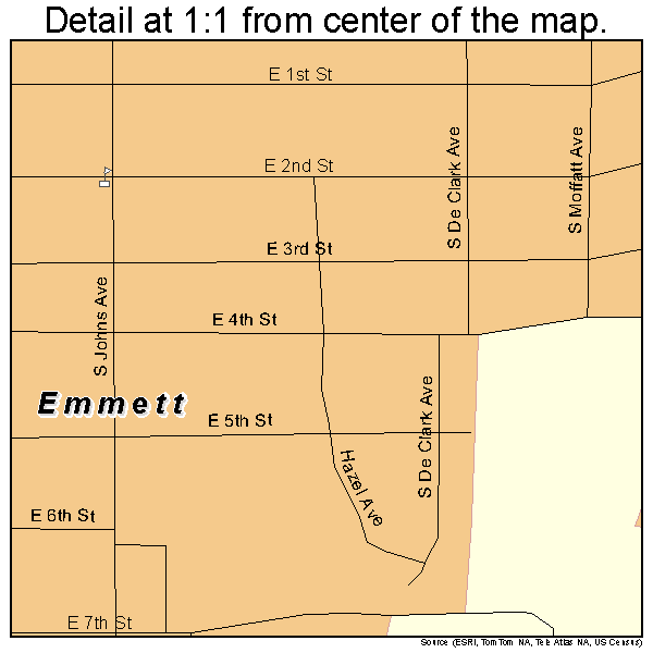 Emmett, Idaho road map detail